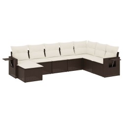 Salon de jardin 8 pcs avec coussins marron résine tressée 641493641493