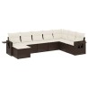 Salon de jardin 8 pcs avec coussins marron résine tressée 641493641493