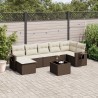 Salon de jardin 8 pcs avec coussins marron résine tressée 641495641495