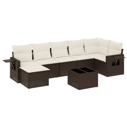 Salon de jardin 8 pcs avec coussins marron résine tressée 641495641495