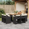 Ensemble à manger de jardin 9pcs coussins noir résine tressée 641498641498