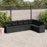 Salon de jardin 7 pcs avec coussins noir résine tressée 641502641502