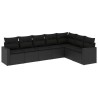 Salon de jardin 7 pcs avec coussins noir résine tressée 641502641502