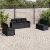 Salon de jardin 7 pcs avec coussins noir résine tressée 641508641508