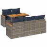 Salon de jardin 6 pcs avec coussins gris résine tressée 641511641511