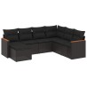 Salon de jardin 7 pcs avec coussins noir résine tressée 641512641512