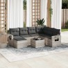 Salon de jardin 8 pcs avec coussins gris clair résine tressée 641514641514