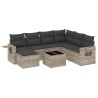 Salon de jardin 8 pcs avec coussins gris clair résine tressée 641514641514