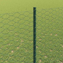 Clôture hexagonale avec poteau 25 x 1,5 m Vert Maille 641516641516