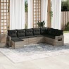 Salon de jardin 8 pcs avec coussins gris clair résine tressée 641526641526