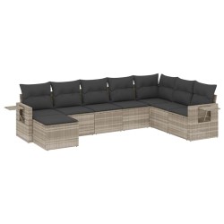 Salon de jardin 8 pcs avec coussins gris clair résine tressée 641526641526
