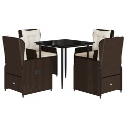 Ensemble à manger de jardin 5 pcs et coussins marron poly rotin 641528641528
