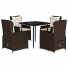 Ensemble à manger de jardin 5 pcs et coussins marron poly rotin 641528641528