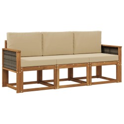 Ensemble de canapés d'extérieur avec coussin 3 pcs Naturel 641533641533