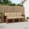 Ensemble de canapés d'extérieur avec coussin 3 pcs Naturel 641534641534