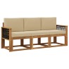 Ensemble de canapés d'extérieur avec coussin 3 pcs Naturel 641534641534
