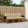 Ensemble de canapés d'extérieur avec coussin 3 pcs Naturel 641535641535