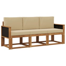 Ensemble de canapés d'extérieur avec coussin 3 pcs Naturel 641535641535