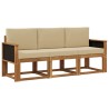 Ensemble de canapés d'extérieur avec coussin 3 pcs Naturel 641535641535