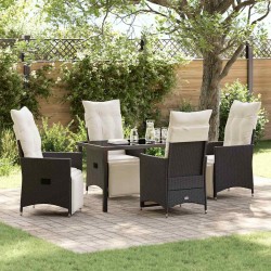 Ensemble de salle à manger pour jardin 5 pcs Noir polyrotin 641537641537