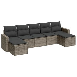 Salon de jardin avec coussins 7 pcs gris résine tressée 641545641545