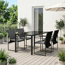 Ensemble de salle à manger pour jardin 5 pcs Noir et anthracite 641546641546