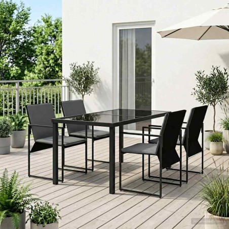 Ensemble de salle à manger pour jardin 5 pcs Noir et anthracite 641546641546