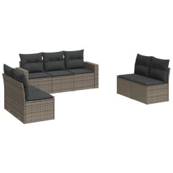 Salon de jardin avec coussins 7 pcs gris résine tressée 641548641548