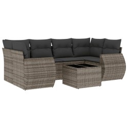 Salon de jardin avec coussins 7 pcs gris résine tressée 641549641549