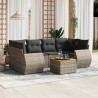 Salon de jardin avec coussins 7 pcs gris résine tressée 641551641551