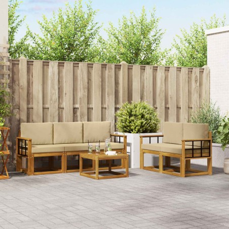 Ensemble de canapés d'extérieur 6 pcs Naturel et Beige 641554641554