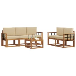 Ensemble de canapés d'extérieur 6 pcs Naturel et Beige 641554641554