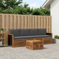 Ensemble de canapés d'extérieur 5 pcs Naturel et Anthracite 641555641555
