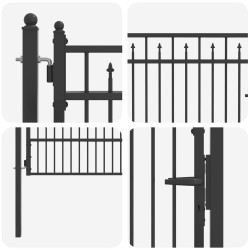Porte de Clôture HORST 100 x 175 cm métal Noir Verrouillable 641556641556