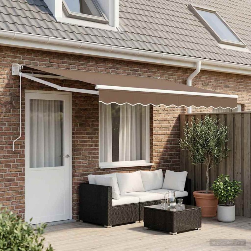 Auvent rétractable Taupe 4,5 × 3 m Polyester et métal 641558641558