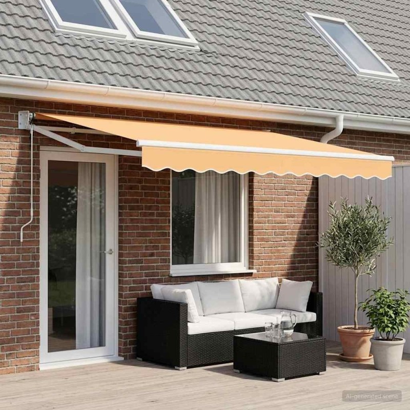 Auvent rétractable Sable 4,5 × 3 m Polyester et métal 641560641560