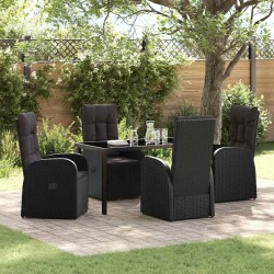 Ensemble de salle à manger pour jardin 5 pcs Noir polyrotin 641564641564