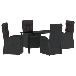 Ensemble de salle à manger pour jardin 5 pcs Noir polyrotin 641564641564