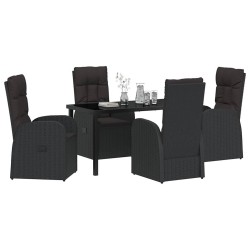 Ensemble de salle à manger pour jardin 5 pcs Noir polyrotin 641564641564