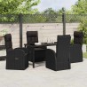 Ensemble de salle à manger pour jardin 5 pcs Noir polyrotin 641564641564