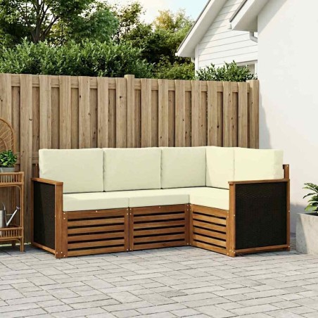 Ensembles de canapés avec coussin 4 pcs Bois d'Acacia Massif 641565641565