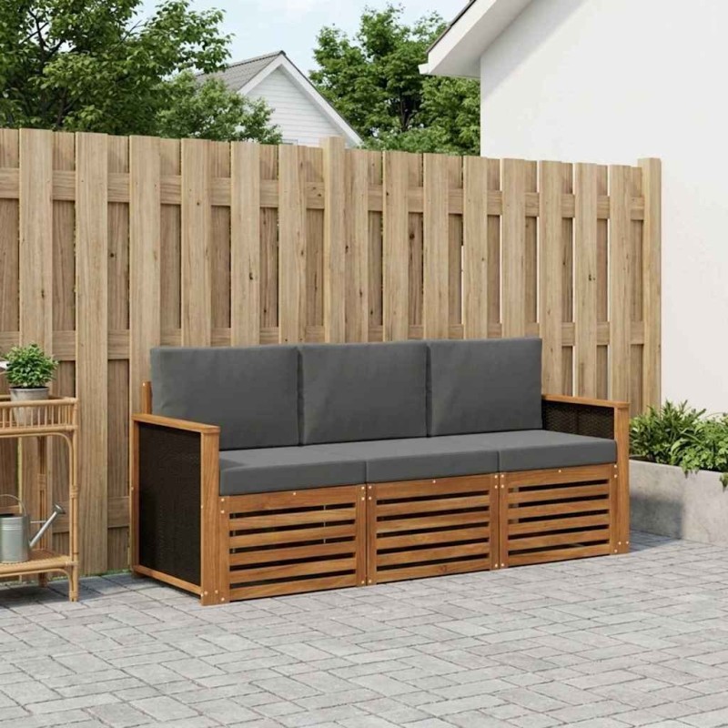 Ensembles de canapés avec coussin 3 pcs Bois d'Acacia Massif 641567641567