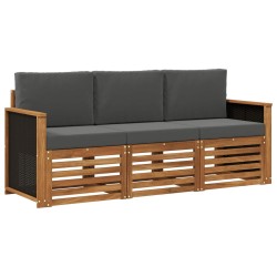 Ensembles de canapés avec coussin 3 pcs Bois d'Acacia Massif 641567641567