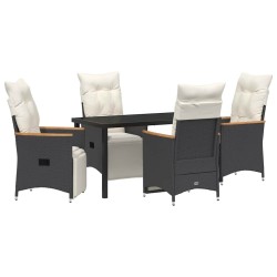Ensemble de salle à manger pour jardin 5 pcs Noir polyrotin 641569641569
