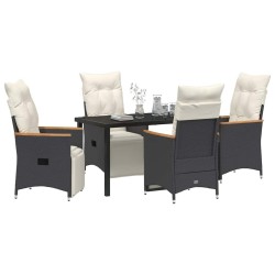 Ensemble de salle à manger pour jardin 5 pcs Noir polyrotin 641569641569