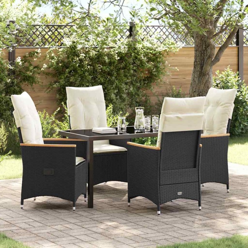 Ensemble de salle à manger pour jardin 5 pcs Noir polyrotin 641573641573