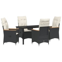 Ensemble de salle à manger pour jardin 5 pcs Noir polyrotin 641573641573