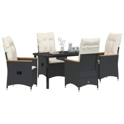 Ensemble de salle à manger pour jardin 5 pcs Noir polyrotin 641573641573