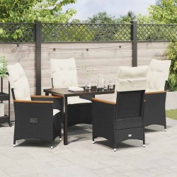 Ensemble de salle à manger pour jardin 5 pcs Noir polyrotin 641573641573
