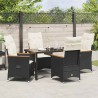 Ensemble de salle à manger pour jardin 5 pcs Noir polyrotin 641573641573